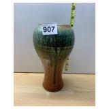 GLAZED POTTERY VASE, 7.5 IN H.