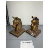 HORSE HEAD BOOKENDS, ONE WITH CHIPPED EAR