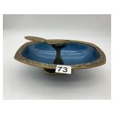 DECORATIVE METAL ENAMEL DISH.