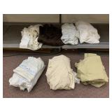 3 COMPLETE TWIN BED SETS, OTHER LINENS