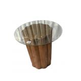 GLASS TOP FLUTED ACCENT TABLE, 21IN DIA.