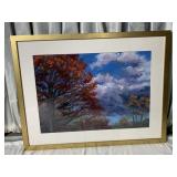 M. HOUGHT FRAMED PASTEL LANDSCAPE 27X35 IN.