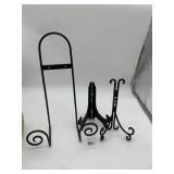 METAL SCROLLWORK DISPLAY STANDS.