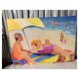 ELIZABETH DONOHUE PAINTING BEACH SCENE 48' X 36'