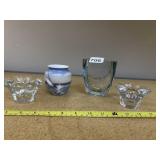 BING GRONDAHL VASE, SVENSKT GLAS, GLASS HOLDERS.