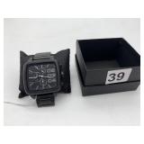 DIESEL BLACK STAINLESS STEEL CHRONOGRAPH WATCH.