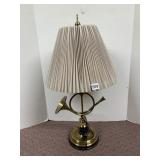 BRASS BUGLE TABLE LAMP W/ SHADE