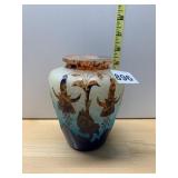 ART GLASS ENAMELED VASE, APPROX 5.5IN.