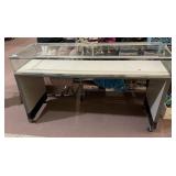 RETAIL GLASS DISPLAY CASE, ON WHEELS,