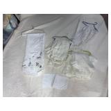 ASSORTED WHITE EMBROIDERED LINENS.