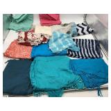 ASSORTED FABRIC SCARVES.