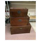 DECORATIVE WOODEN STACKING TRUNKS, SMALLEST