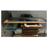 WOOD FRAMED GLASS PANELS OR SHELVES