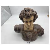 VINTAGE CARVED WOOD BUST, APPROX 10.25 IN H.