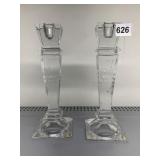 CRYSTAL CANDLESTICKS, 10IN H.