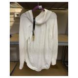 XL CREAM COWL NECK TUNIC SWEATER W/ ORNATE BELT.