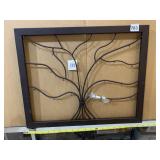 METAL TREE WALL HANGING W/ HOOKS, APPROX 23X30IN.