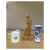 DELFT FAIENCE VASE, BAVARIA PORCELAIN TEACUP,