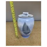 B&G PORCELAIN SAILBOAT VASE 6IN.