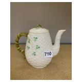 BELLEEK SHAMROCK TEAPOT APPROX 8 IN H.