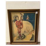 CHAGALL FRAMED CIRCUS ART PRINT 23X29.