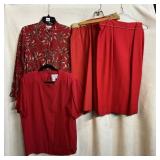 VINTAGE RED WOMEN'S OUTFITS, MOSTLY S/M, SILK,