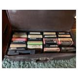 VTG 8-TRACK TAPES W/ BROWN CARRYING CASE, VARIOUS