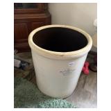 STONEWARE CROCK, BLUE CROWN GRAPHIC, 15 CAPACITY