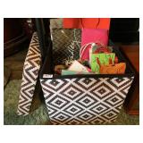 FABRIC STORAGE CUBES, BROWN & WHITE GEOMETRIC