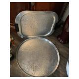 ALUMINUM HAMMERED SERVING TRAYS, RECTANGULAR W/