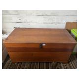 WOODEN CEDAR BLANKET CHEST, HINGED LID, RUSTIC