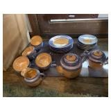 IRIDESCENT PEACH & LAVENDER CERAMIC TEA SERVICE,