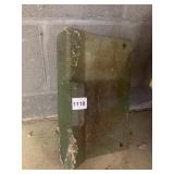 HEAVY GAUGE METAL MACHINE GUARD, GREEN PAINTED.