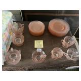 VINTAGE PINK DEPRESSION GLASS DINNERWARE SET,