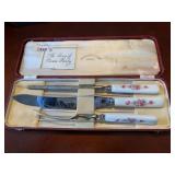 ROYAL CROWN DERBY CHINA CARVING SET, FLORAL