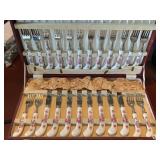 CROWN DERBY ROYAL STAINLESS FLATWARE SET,