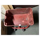 RED METAL UTILITY CART W/ RED PLASTIC TUB, SINGLE