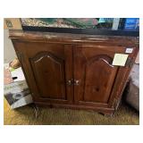 WOOD CABINET, DOUBLE DOORS, INTERIOR SHELF, METAL