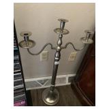 SILVER-TONE METAL FLOOR CANDELABRA, 3-LIGHT,