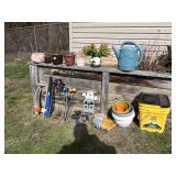 ASSORTED CERAMIC & PLASTIC PLANTERS, BLUE