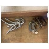 METAL C-CLAMPS, HEX KEYS, SCREW HOOKS, WOOD