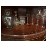 ASSORTED CLEAR GLASS STEMWARE, CUT & FLUTED