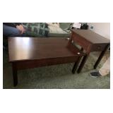 DARK WOOD CONSOLE TABLE W/ DRAWER & LOWER SHELF,