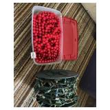 BIN OF DECORATIVE RED BERRIES, MULTI-COLORED