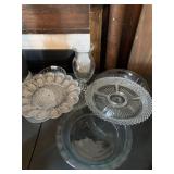 CLEAR GLASS DIVIDED SERVING PLATTER W/
