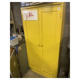 YELLOW PAINTED WOOD CABINET CONTENTS NOT INCLUDED