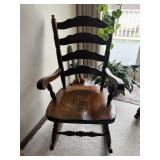 WOOD ROCKING CHAIR, SLAT BACK, TURNED WOOD