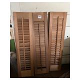 WOODEN LOUVERED SHUTTERS, NATURAL WOOD FINISH.