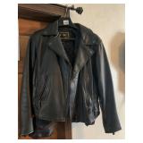 M M LEATHER GOODS JACKET, BLACK LEATHER, BRAIDED