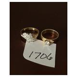 GOLD-TONE RINGS, SOLITAIRE & CLUSTER STYLE W/